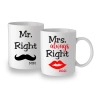 Mr Right és Mrs Always Right bögre pár