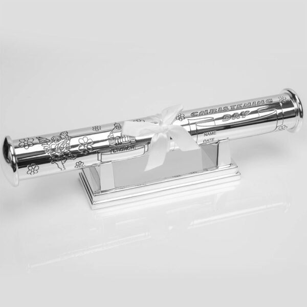 Ezüstözött keresztelő kivonat tartó + talp gravírozással - Image 3