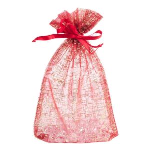 Piros organza dísztasak 15x25 cm