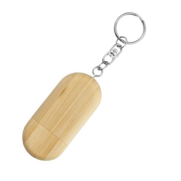 Ovális fa 16GB kulcstartós pendrive ajándék gravírozással - Image 2