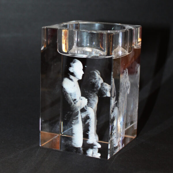 Üvegkristály mécsestartó ajándék gravírozással 5x5x8 cm - Image 2