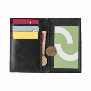 Nyitható, ablakos bőr kártyatartó ajándék gravírozással