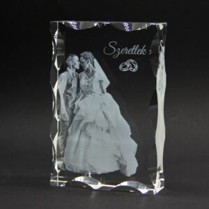 Csiszolt szélű üvegkép gravírozással 10×15×3 cm