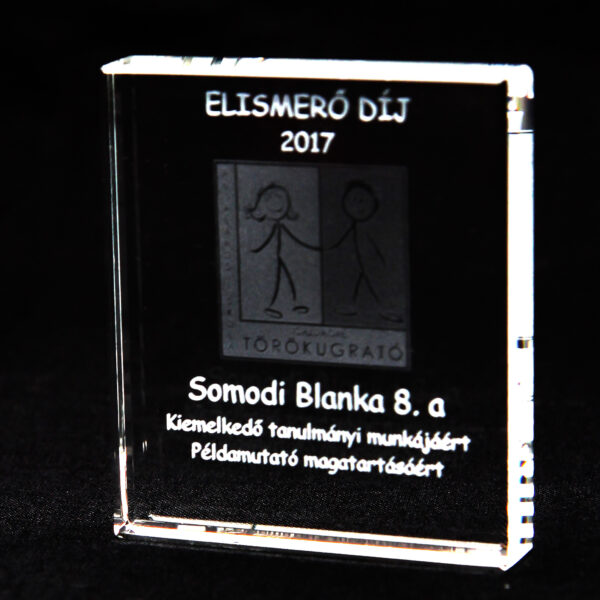 Üvegkép gravírozással 7×8×1,3 cm, díszdobozban
