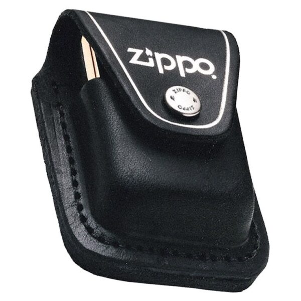 Övre fűzhető fekete eredeti Zippo bőrtok gravírozással