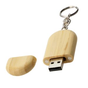 Ovális fa 16GB kulcstartós pendrive ajándék gravírozással