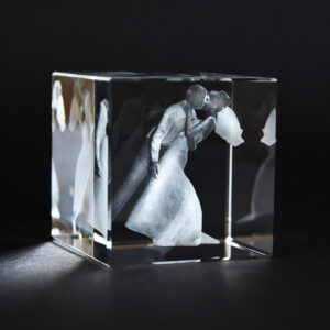 Üvegkristály kocka 14x14x14 cm valódi 3D fotó opcióval