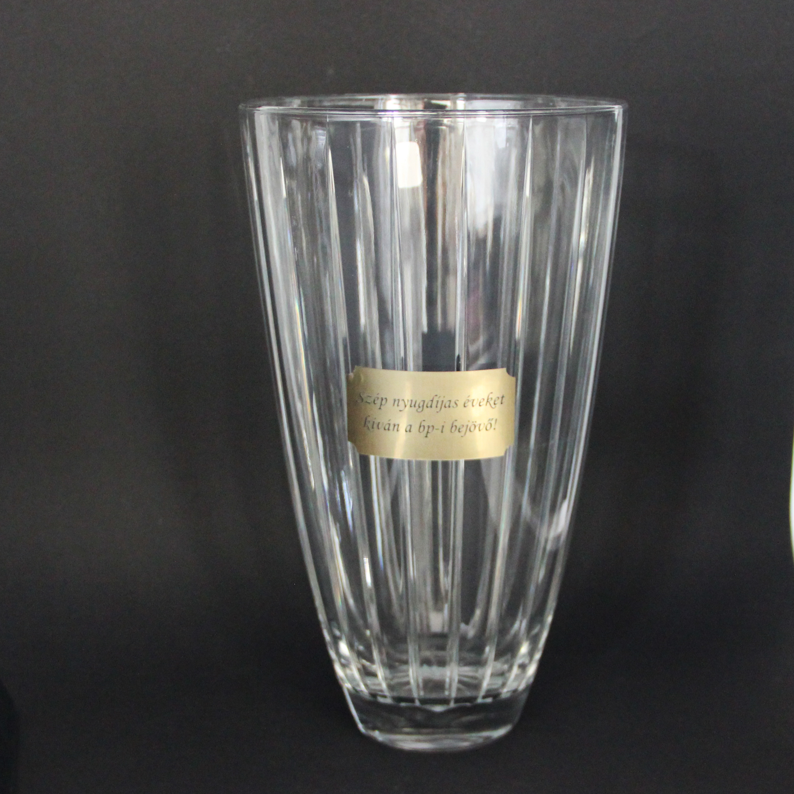 30 cm magas csíkos üveg váza egyedi gravírozással - Image 2
