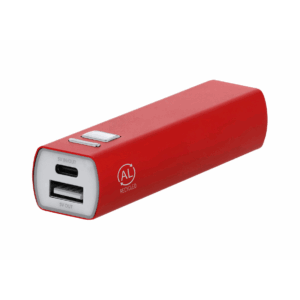 Piros power bank ajándék gravírozással