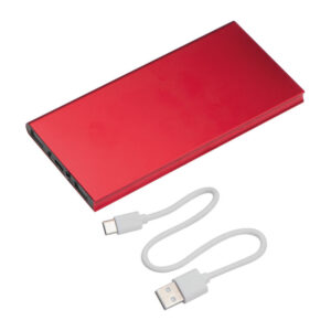 Lapos piros 8000 mAh powerbank ajándék gravírozással
