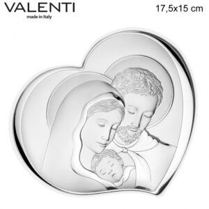 Szív alakú Valenti ezüstözött keresztelő Szent Család kép