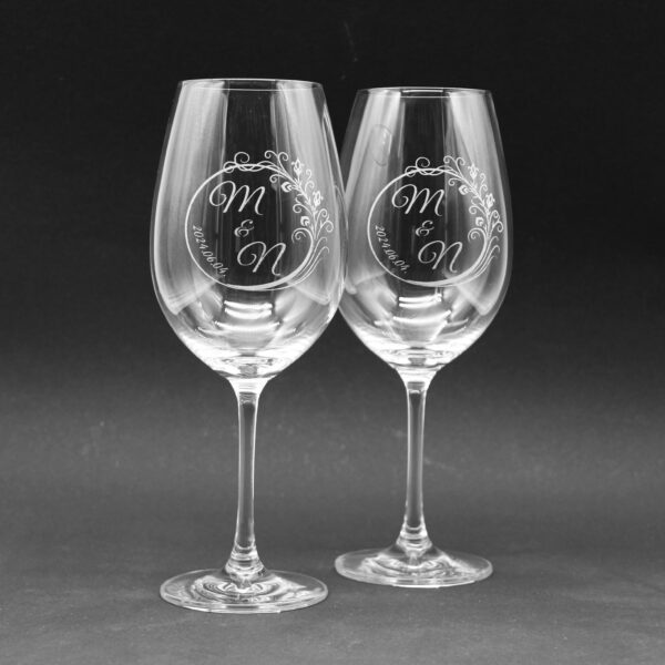 Elegáns monogramos kristály borospohár szett - Image 2