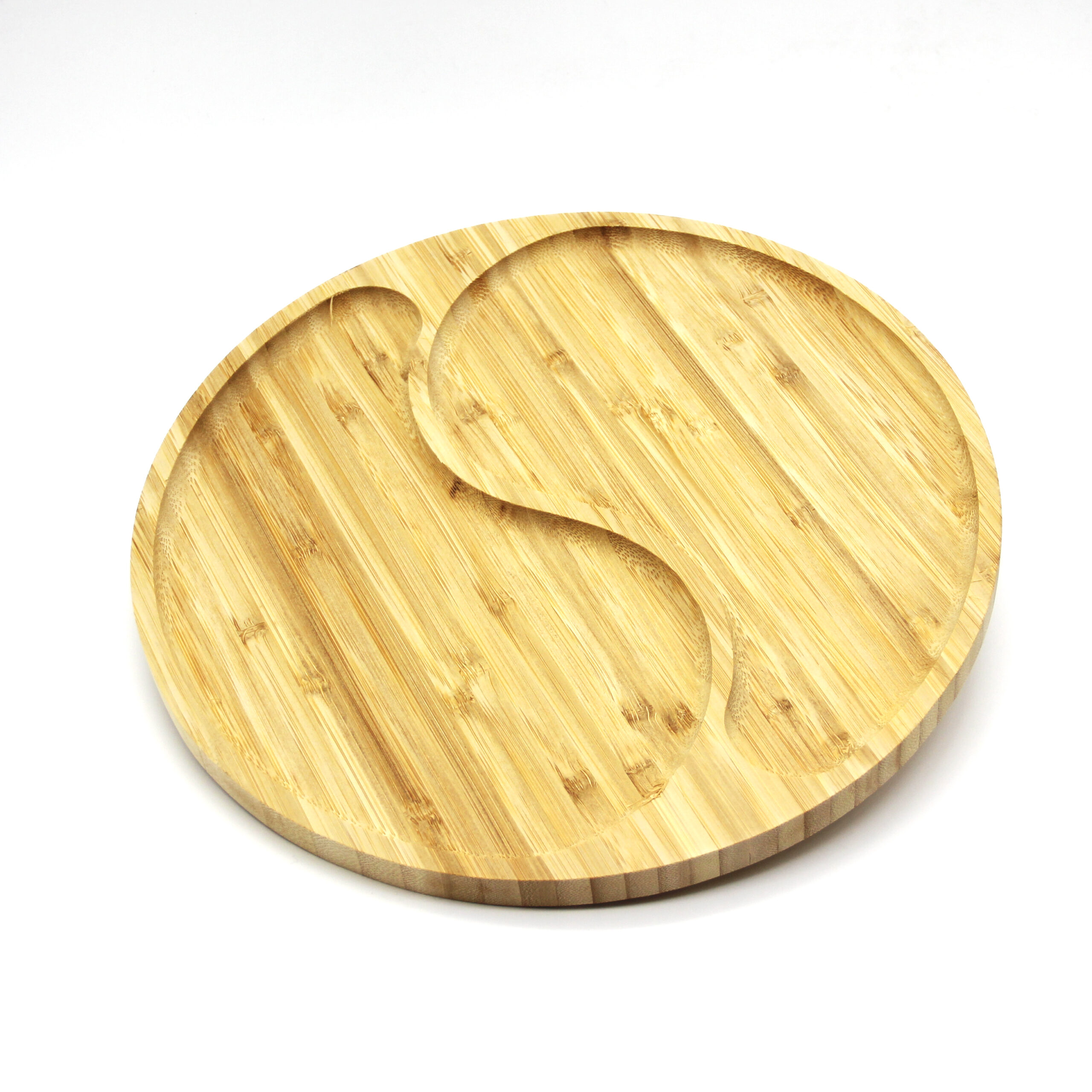 Kerek jing jang bambusz tálaló ajándék gravírozással