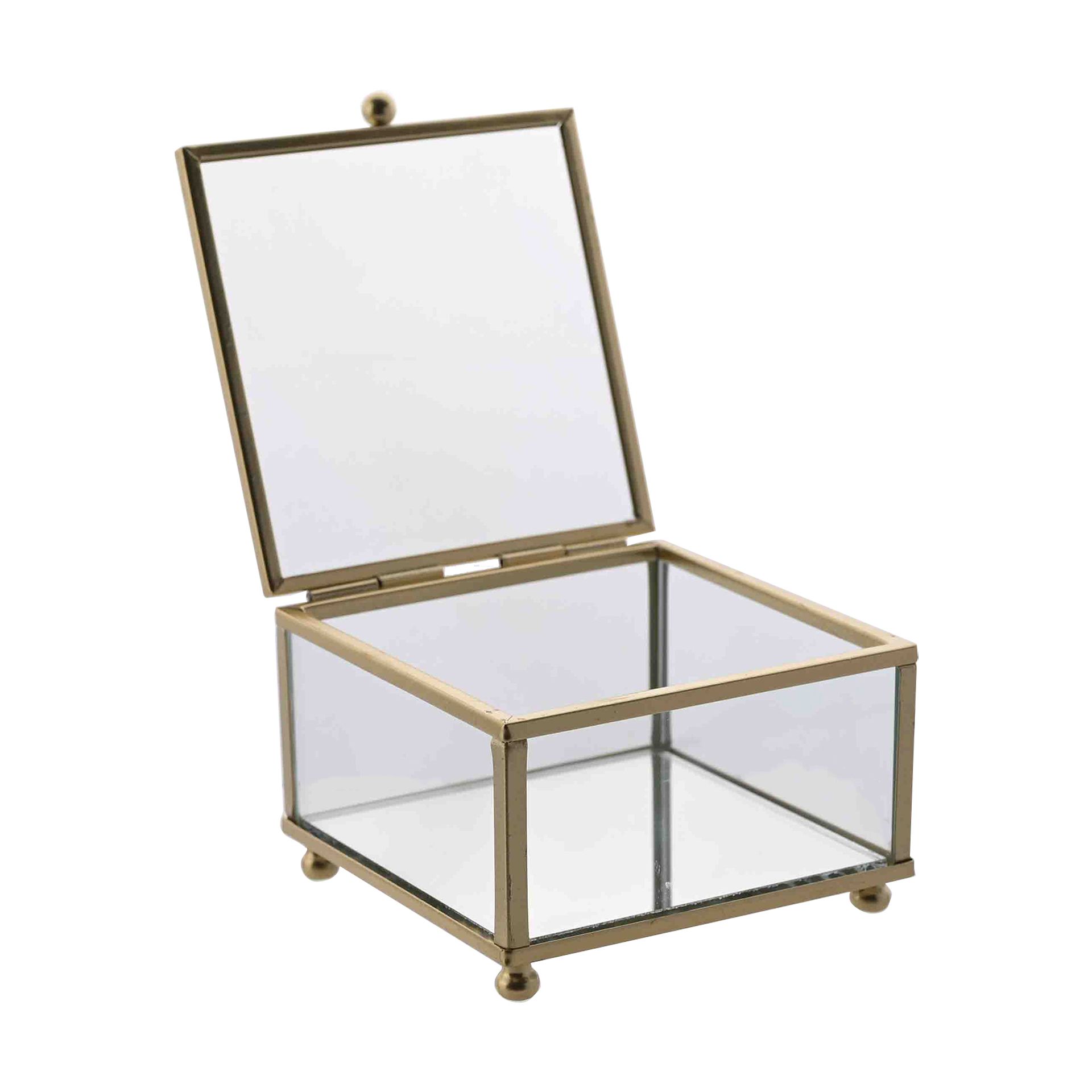 Elegáns és modern üveg ékszertartó aranyszín kerettel ajándék gravírozással