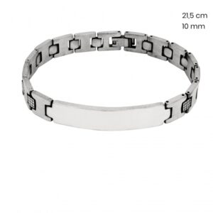 Négyzetes acél karkötő ajándék gravírozással