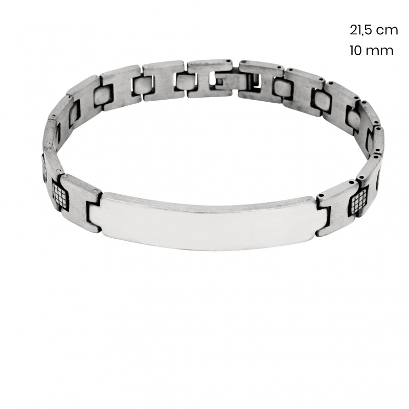 Négyzetes acél karkötő ajándék gravírozással