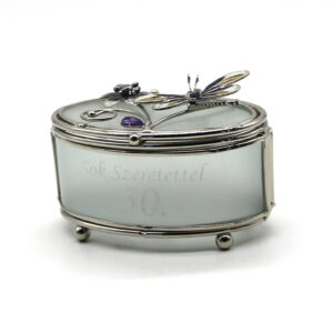 Szitakötős üveg ékszertartó 50. születésnapra